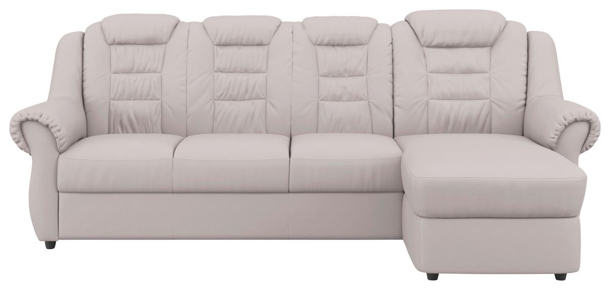 Ecksofa Boston Hellgrau Lederlook - Hellgrau/Schwarz, KONVENTIONELL, Textil (262/165cm) - Livetastic