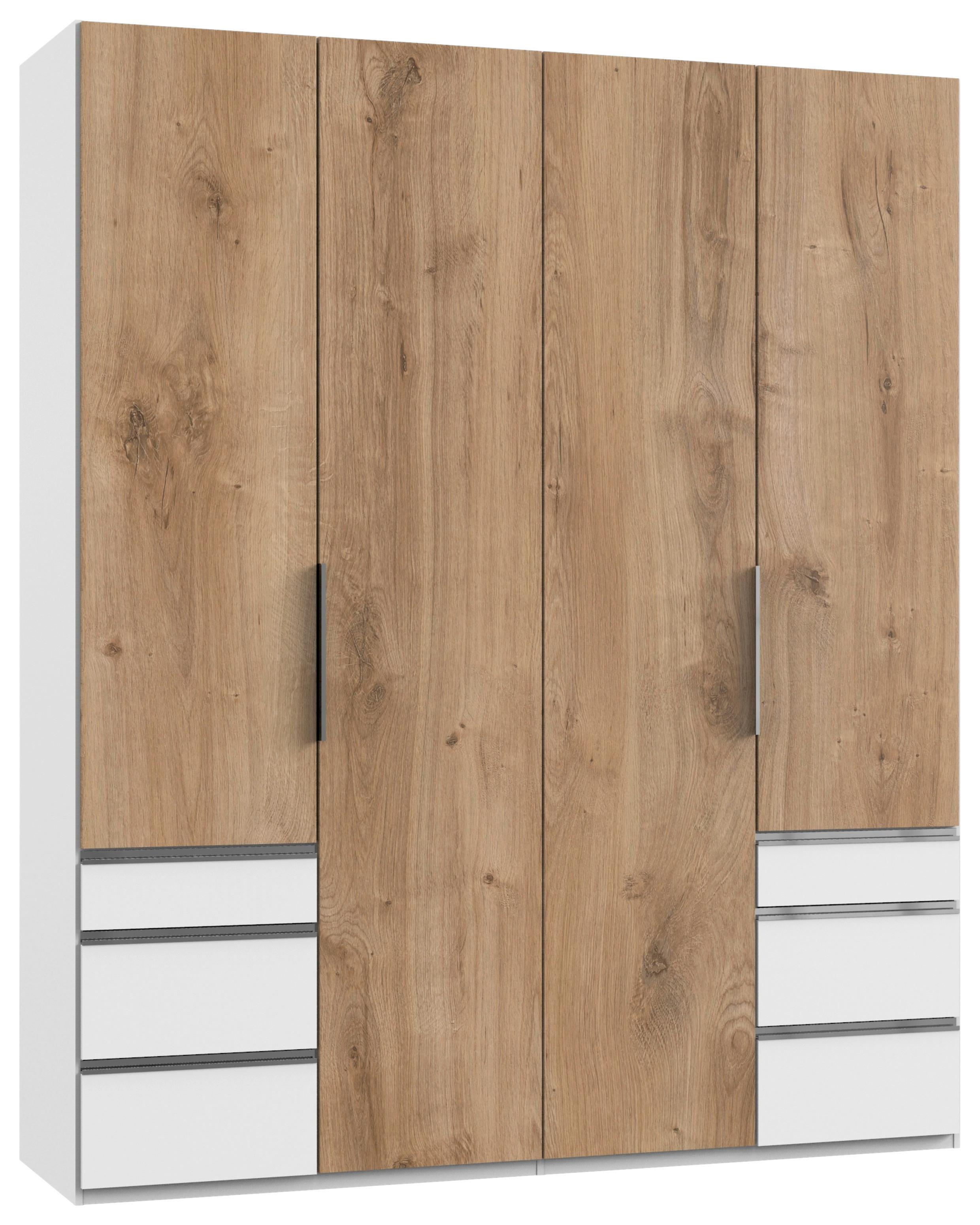 Drehtürenschrank Mit Laden B: 200 Cm Level, Eiche Dekor/weiß - Eichefarben/Weiß, MODERN, Holzwerkstoff (200/236/58cm) - MID.YOU