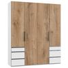 Drehtürenschrank mit Laden B: 200 cm Level, Eiche Dekor/Weiß - Eichefarben/Weiß, MODERN, Holzwerkstoff (200/236/58cm) - MID.YOU