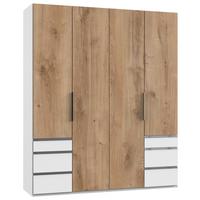 Drehtürenschrank Mit Laden B: 200 Cm Level, Eiche Dekor/weiß - Eichefarben/Weiß, MODERN, Holzwerkstoff (200/236/58cm) - MID.YOU