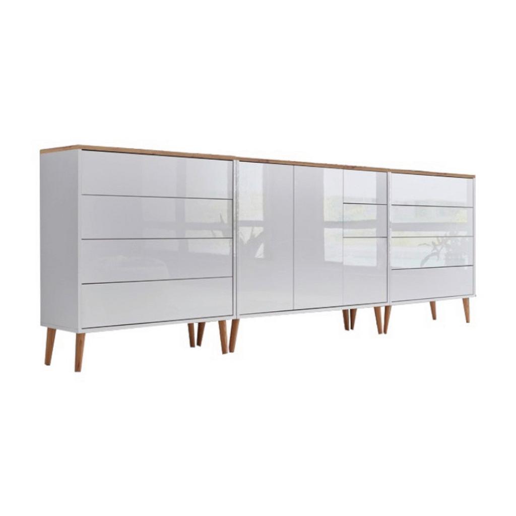 SIDEBOARD Mailand 8 B:263,5cm Weiß/Eiche