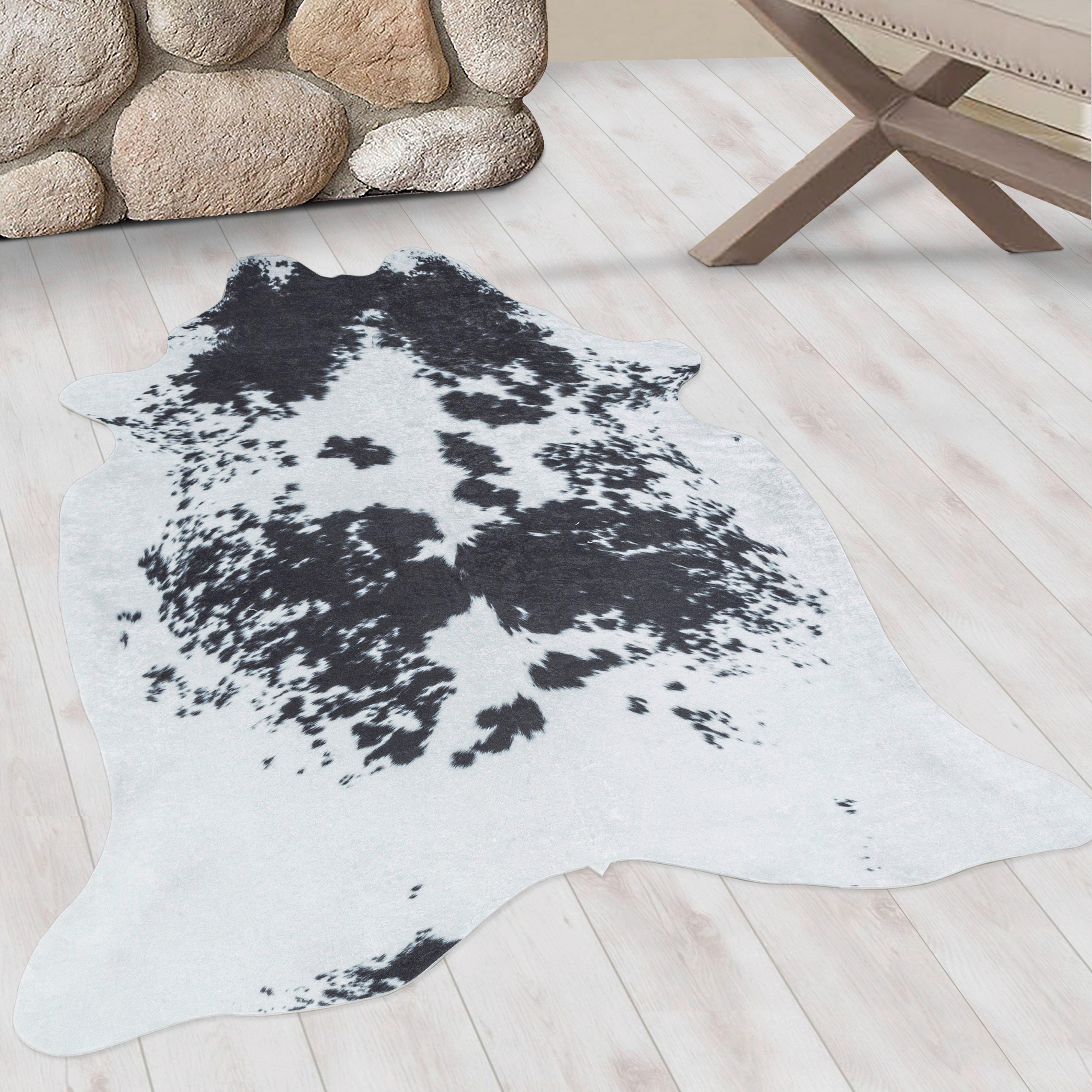 Fellteppich Etosha - Schwarz/Weiß, Design, Textil (100/135cm) - Novel