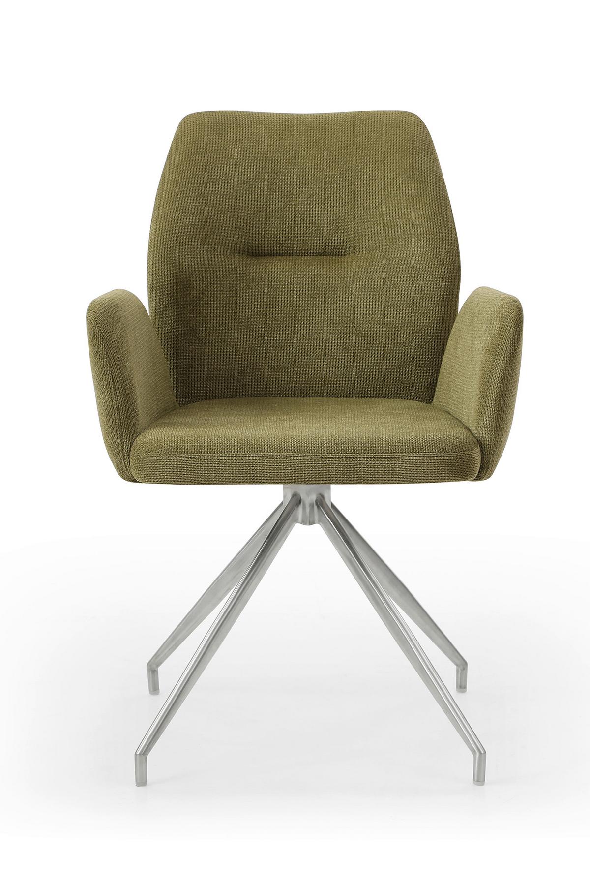 Tischgruppe Grün/Cognac L: 160cm - Cognac/Silberfarben, MODERN, Holz/Textil (160/85/77cm) - Livetastic