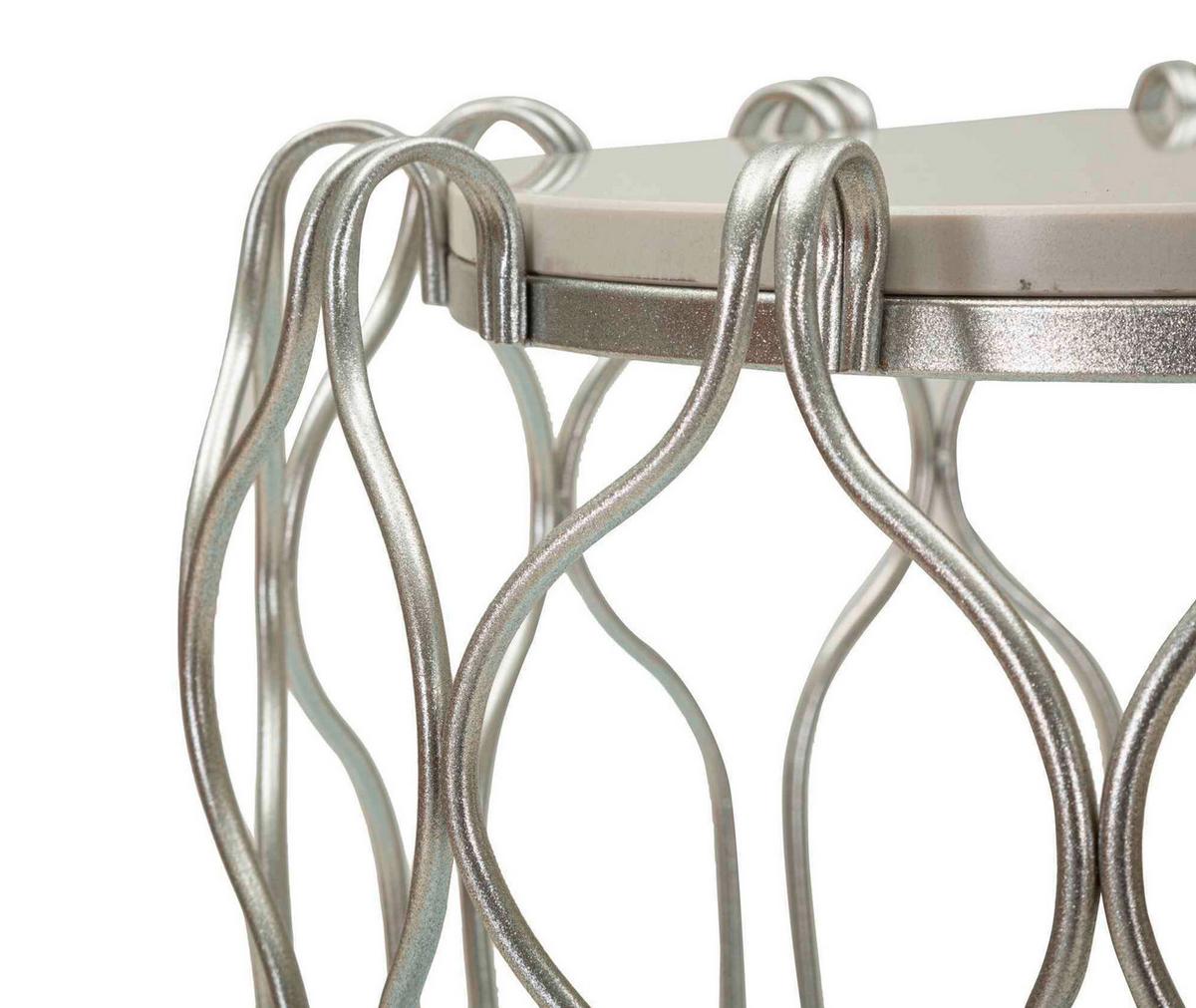 Couchtisch Hook Silberfarben B: 47,5 Cm - Silberfarben, Basics, Stein/Metall (47,5/61,5/47,5cm)
