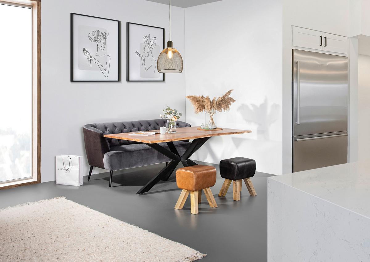 2-Sitzer-Sofa Kelly Dunkelgrau Flachgewebe - Dunkelgrau/Schwarz, KONVENTIONELL, Textil (170/83/70cm) - Livetastic