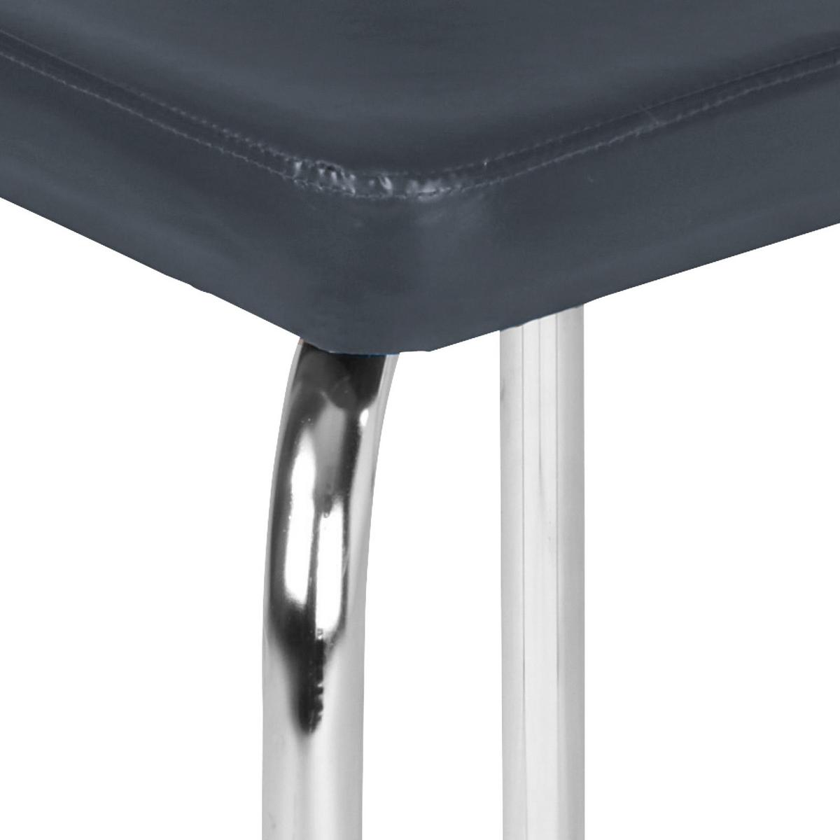 Stapelhocker Pik Metall Chrom/ Lederlook Schwarz H: 49 Cm - Schwarz, KONVENTIONELL, Kunststoff/Metall (36/49/36cm)