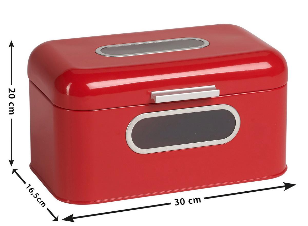 Brotkasten Echtwerk Brotkasten - Rot, Design, Metall (30/20/16,5cm) - Echtwerk