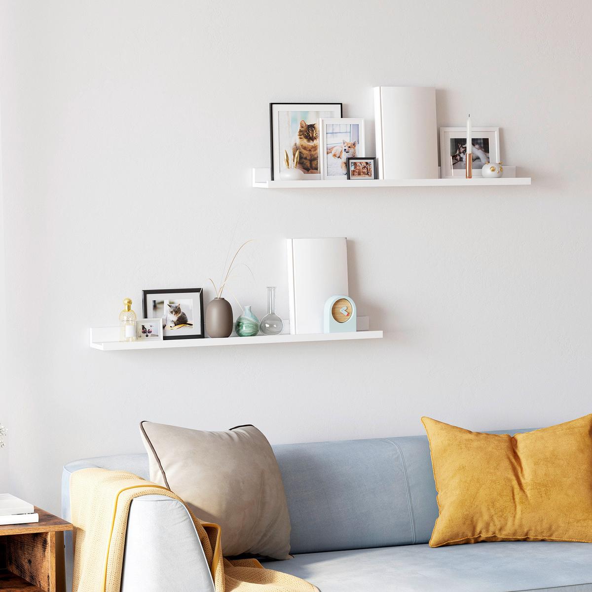 Wandregalset Weiß B: 80cm - Weiß, Basics, Holzwerkstoff (80/5/10cm)