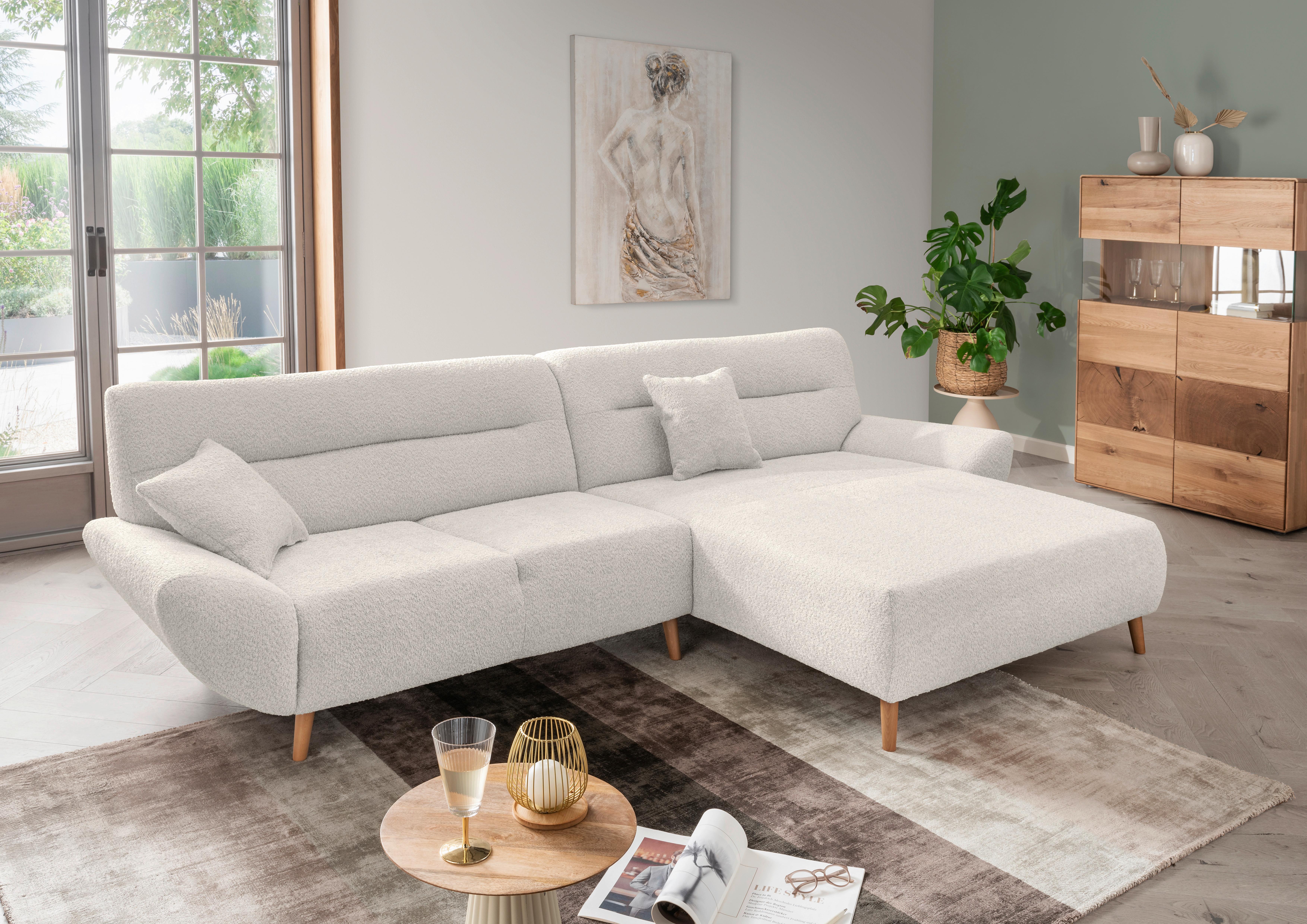 Ecksofa Drago, Weiß S: 290x166 cm - Wildeiche/Weiß, KONVENTIONELL, Textil (290/166cm) - MID.YOU