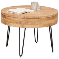 KONFERENČNÍ STOLEK STAN - černá/barvy akácie, Lifestyle, kov/dřevo (70/70/50cm) - Zandiara