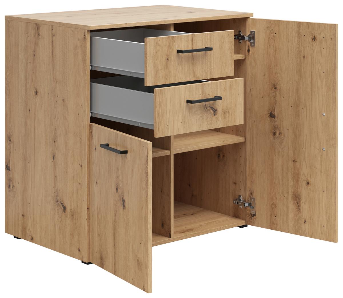 Kommode mit Füßen B: 80 cm Multi Cabinet Eiche Artisan - Anthrazit/Eiche Artisan, MODERN, Holzwerkstoff (80/83/52cm)