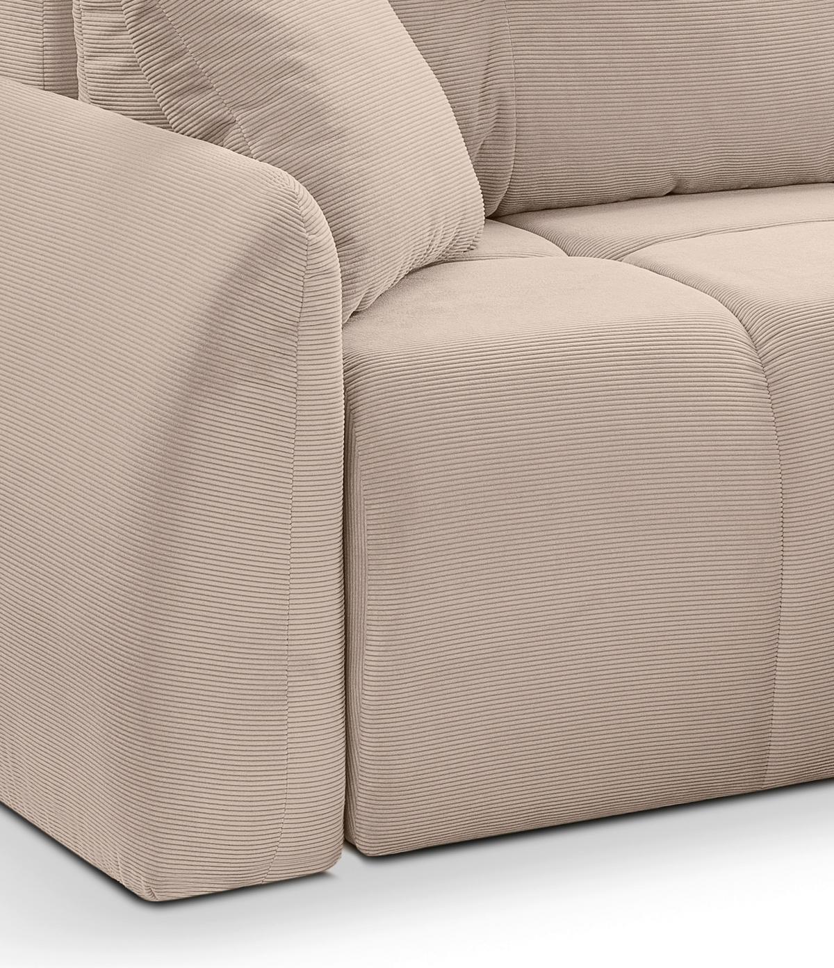 Ecksofa Sancho Long Beige S: 255x155cm - Beige/Schwarz, Basics, Holz/Textil (255/155cm) - MID.YOU
