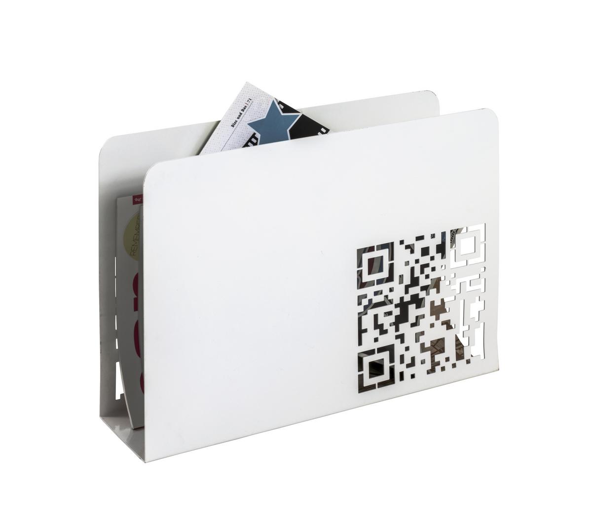 Zeitungsständer Quinn - Weiß, MODERN, Metall (35/26/10cm)