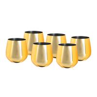 Wasserglas 6er-Set Je ca. 500 ml - Goldfarben, Trend, Metall (9,9cm) - Echtwerk