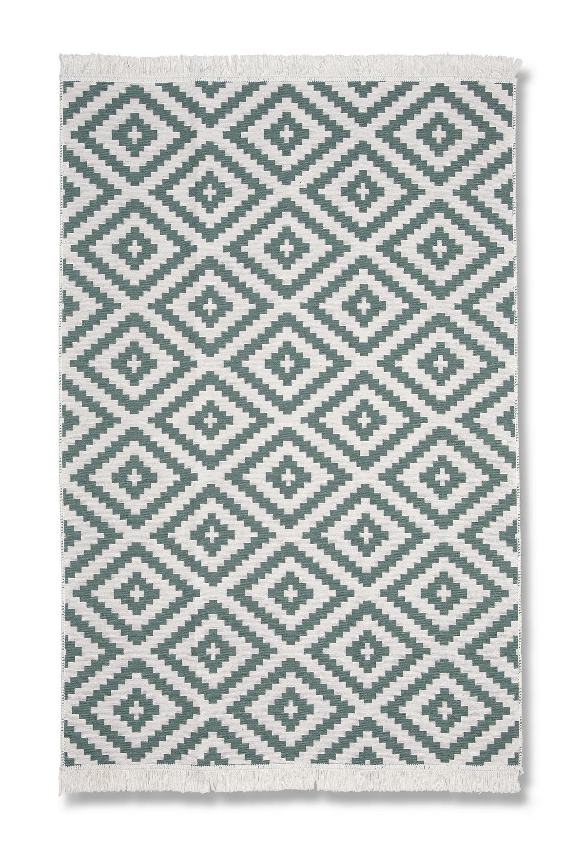 RUČNE TKANÝ KOBEREC Inaya 1, 80/150cm - biela/zelená, Modern, textil (80/150cm) - Mömax