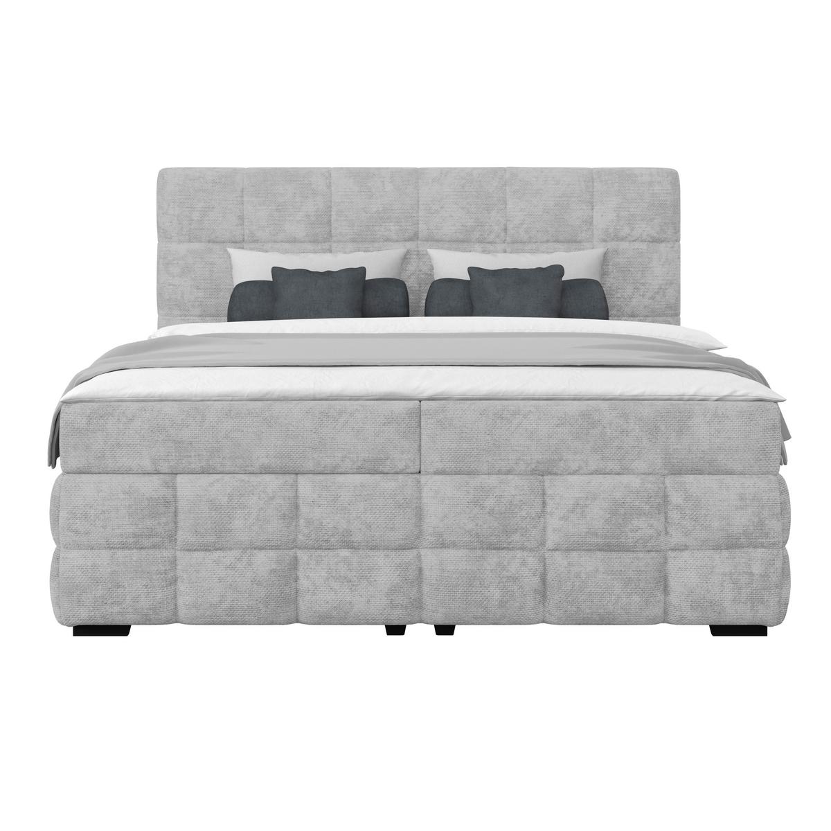 Čalouněná postel VEGA 180x200 cm, světle šedá - černá/světle šedá, Trend, dřevo/textil (180/200cm)