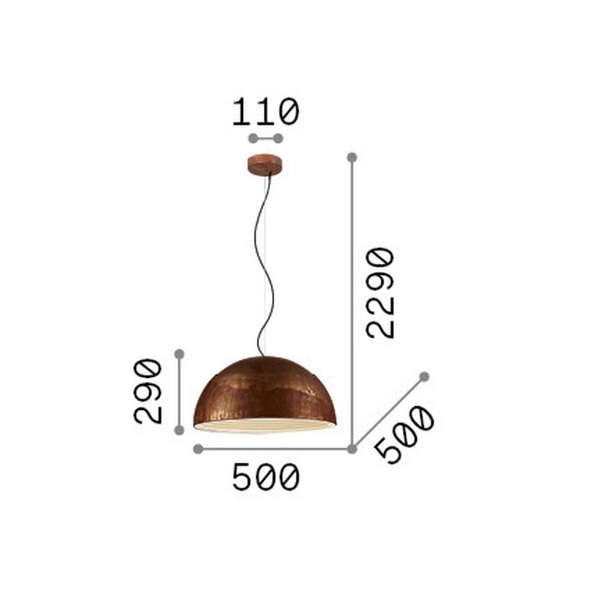 Hängeleuchte Corten Rostfarben D: 50 cm - Rostfarben, KONVENTIONELL, Metall (50/54-22,9cm) - Ideal Lux