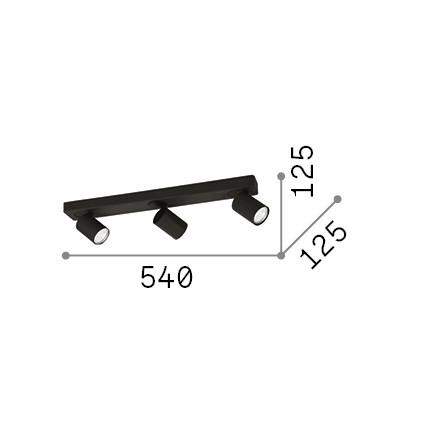 LED-Deckenleuchte Rudy Schwarz B: 12,5 cm - Schwarz, KONVENTIONELL, Metall (54/12,5/12,5cm) - Ideal Lux