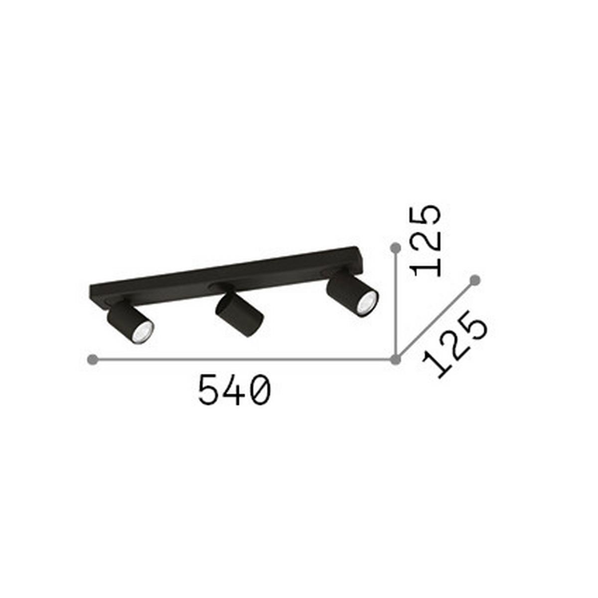 LED-Deckenleuchte Rudy Schwarz B: 12,5 cm - Schwarz, KONVENTIONELL, Metall (54/12,5/12,5cm) - Ideal Lux