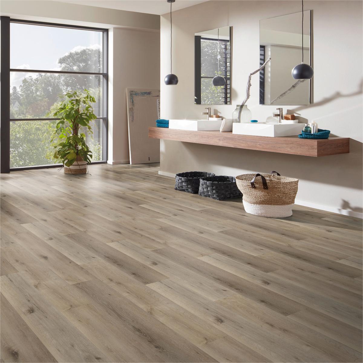 Designboden Eichefarben /Cappuccino Landhausdiele Stärke 3,8mm - Eichefarben/Cappuccino, Basics, Kunststoff (122/22.8/0.38cm)