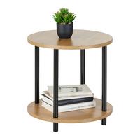 Prírodný stolík NEAPEL dekor dub Artisan - čierna/prírodná farba, Modern, kov/kompozitné drevo (40/40cm) - Mömax