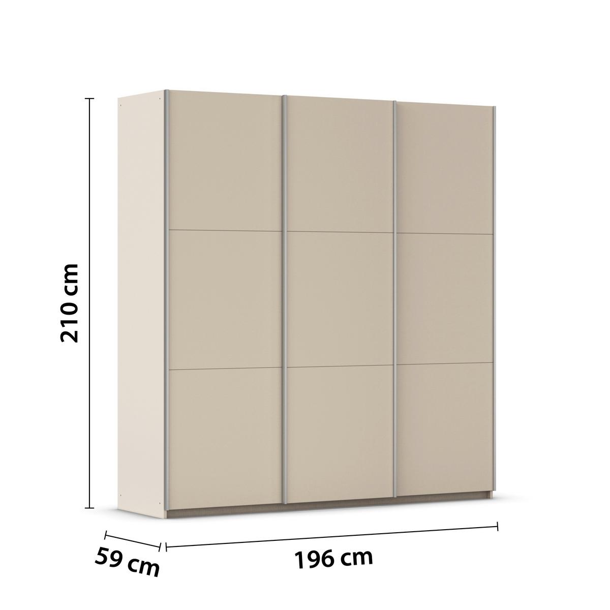 SCHWEBETÜRENSCHRANK Berny, Champagner B: 196cm - Champagner, Trend, Holzwerkstoff (196/210/59cm) - Rauch Möbel