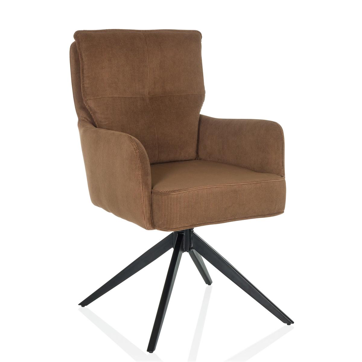 Armlehnstuhl Tarugo Braun B: 58 Cm - Schwarz/Braun, MODERN, Textil/Metall (58/94/60cm) - MID.YOU