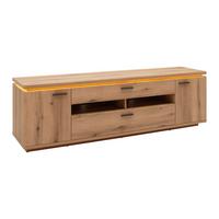 KOMODA POD TELEVIZI ALAMEDA -TOP- -BASED- - barvy dubu/antracitová, Moderní, kov/kompozitní dřevo (210/65/50cm) - Based