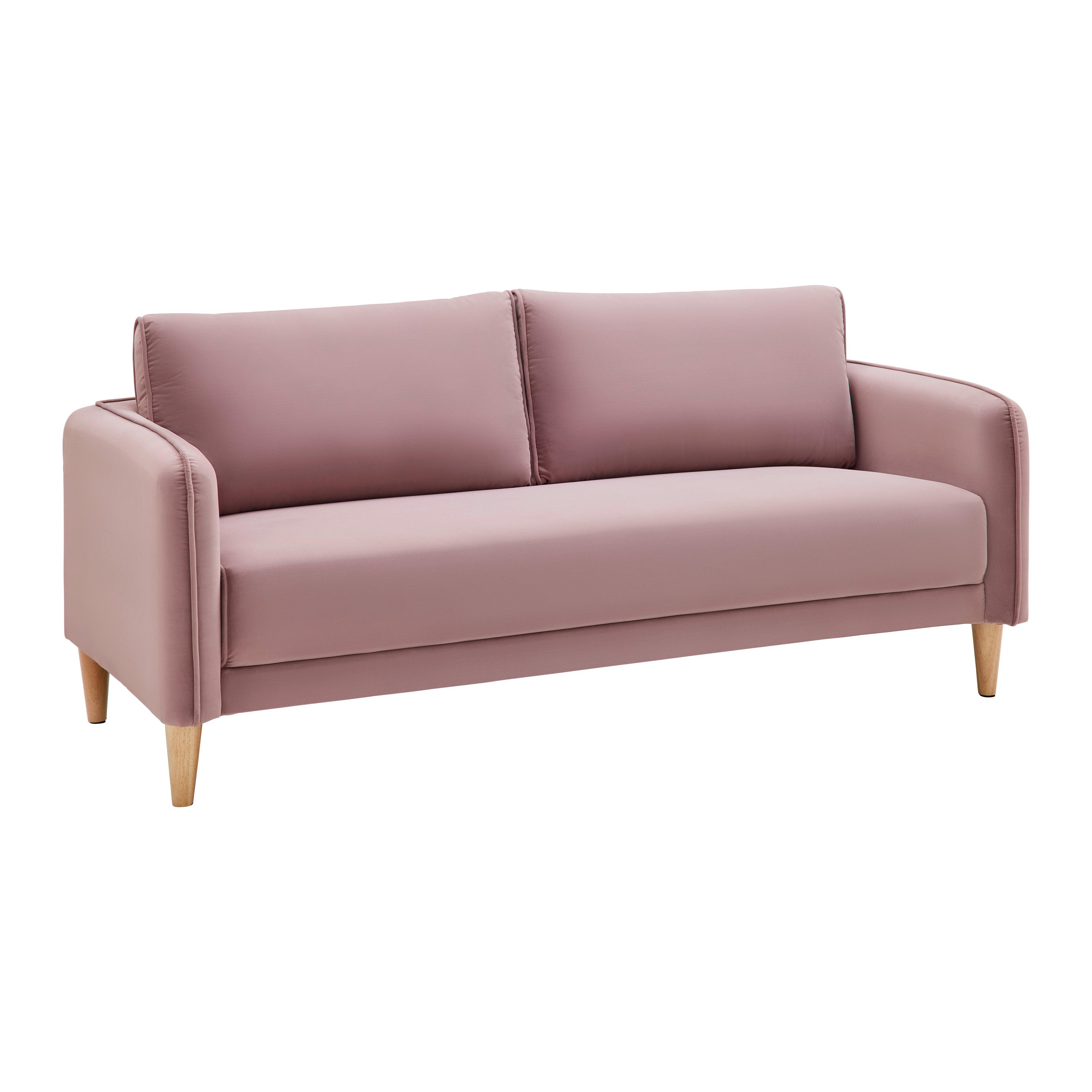 Pohovka LIVIA růžová - růžová/přírodní barvy, Moderní, dřevo/textil (176/78/76cm) - Bessagi Home