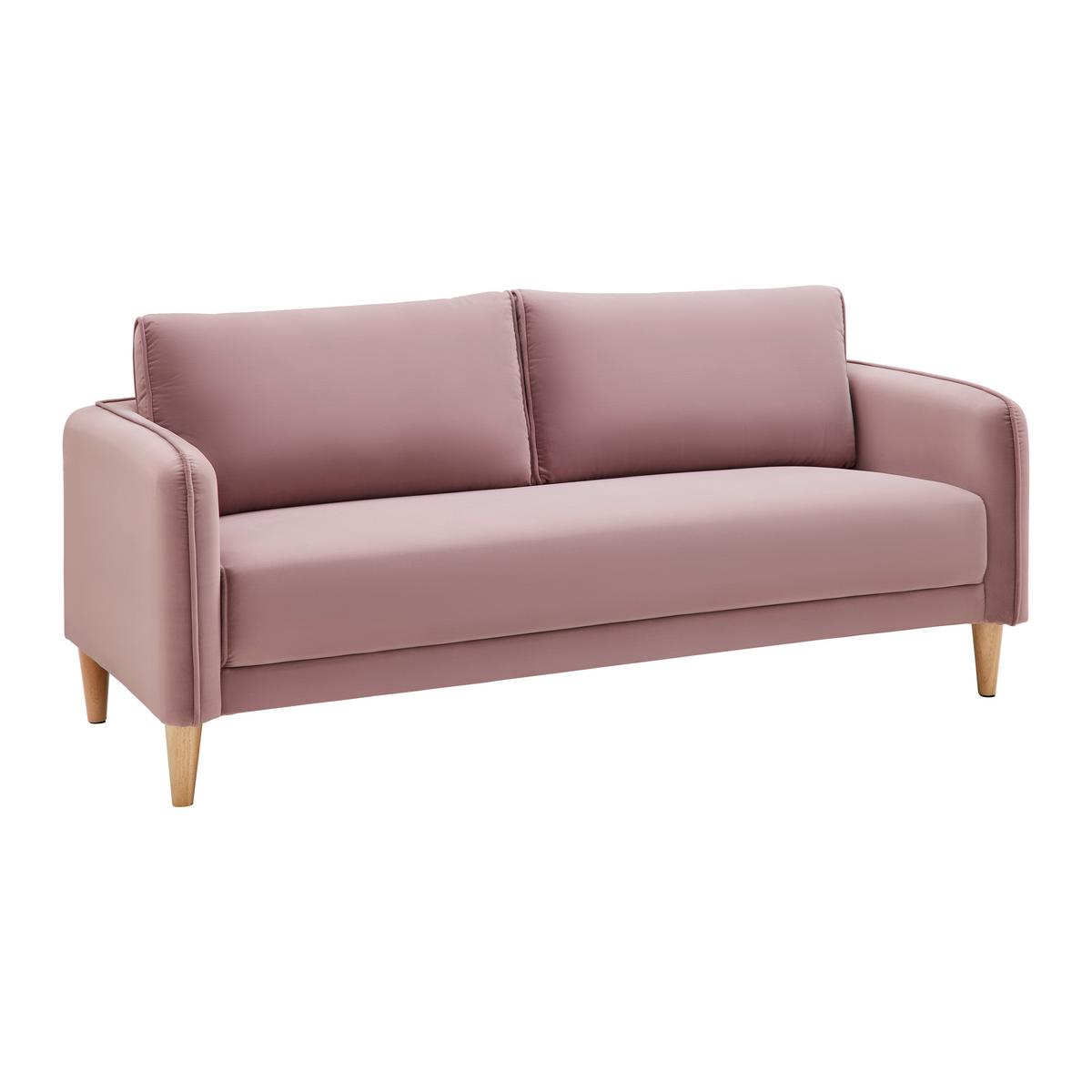 Pohovka LIVIA růžová - růžová/přírodní barvy, Moderní, dřevo/textil (176/78/76cm) - Bessagi Home