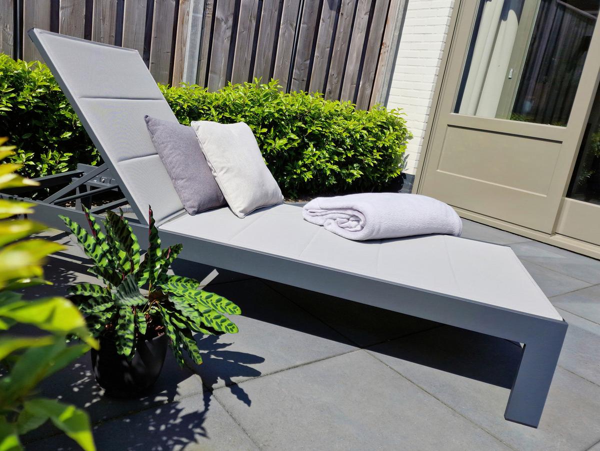 Gartenliege A090.071.55 - Anthrazit/Grau, Basics, Metall (200/75/31cm) - Ambia Garden