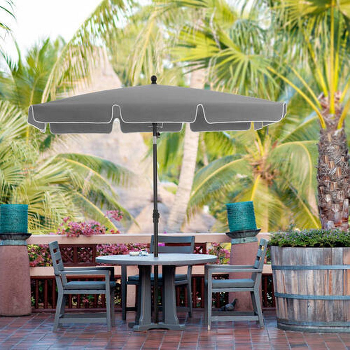 Sonnenschirm Grau Schwarz Bxl: 200x125 Cm - Schwarz/Grau, Basics, Textil/Metall (200/125cm) - Modante