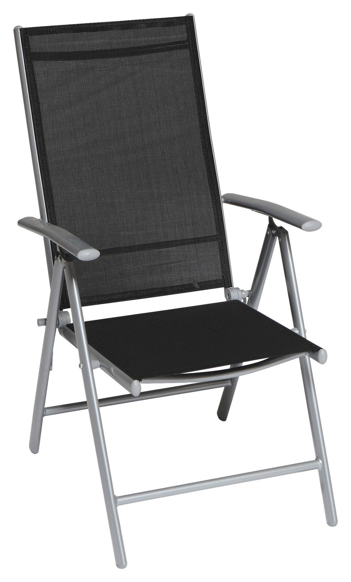 Gartenmöbel Set 3-Tlg Amalfi aus Metall/Textil - Silberfarben/Schwarz, MODERN, Textil/Metall - Gardenson