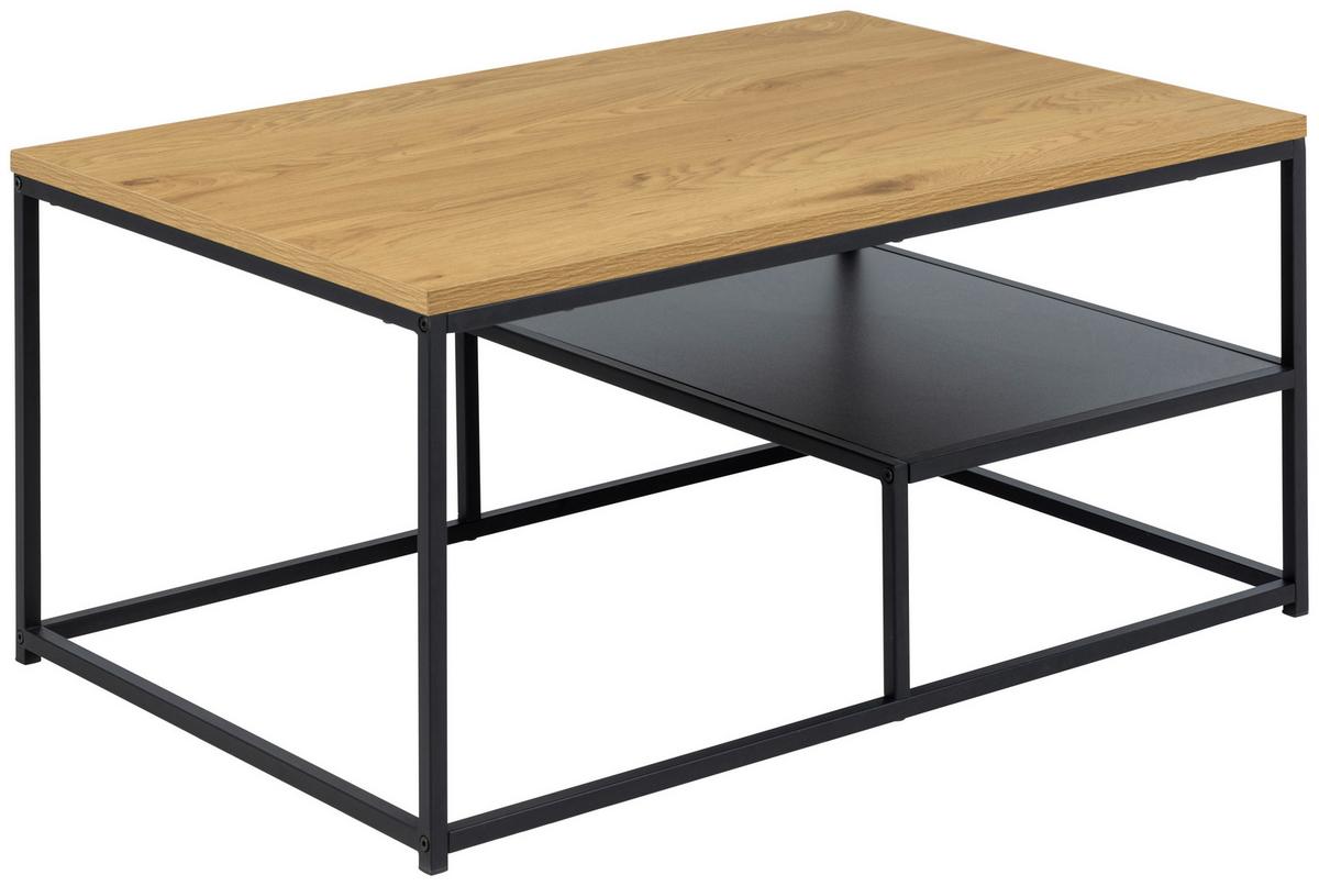 Couchtisch Gila 0000102167 - Eichefarben/Schwarz, Design, Holzwerkstoff/Metall (90/60/42cm) - Livetastic