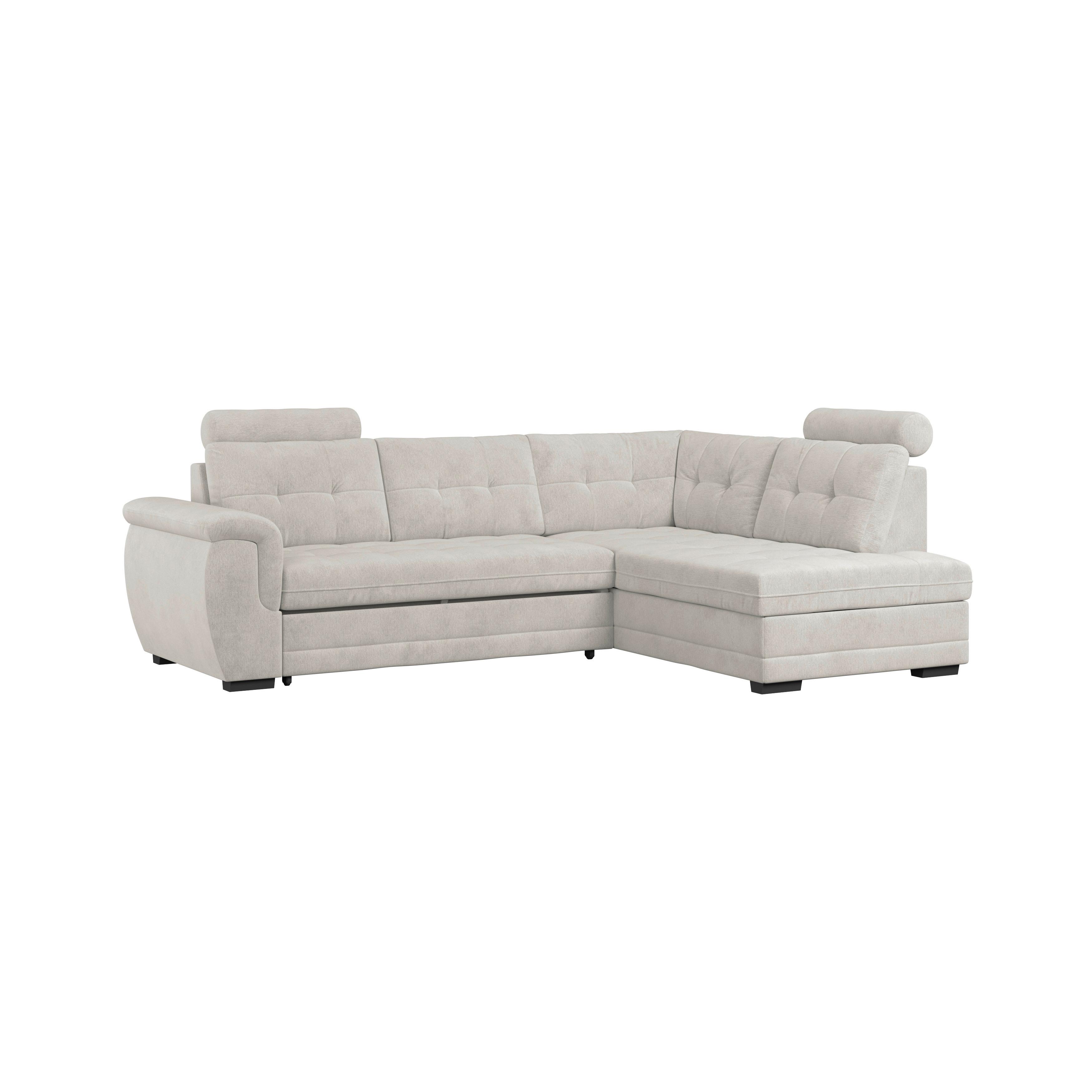 Ecksofa mit Schlaffunktion Falco new Beige 251x183 cm - Beige/Schwarz, KONVENTIONELL, Textil (251/183cm) - Ondega