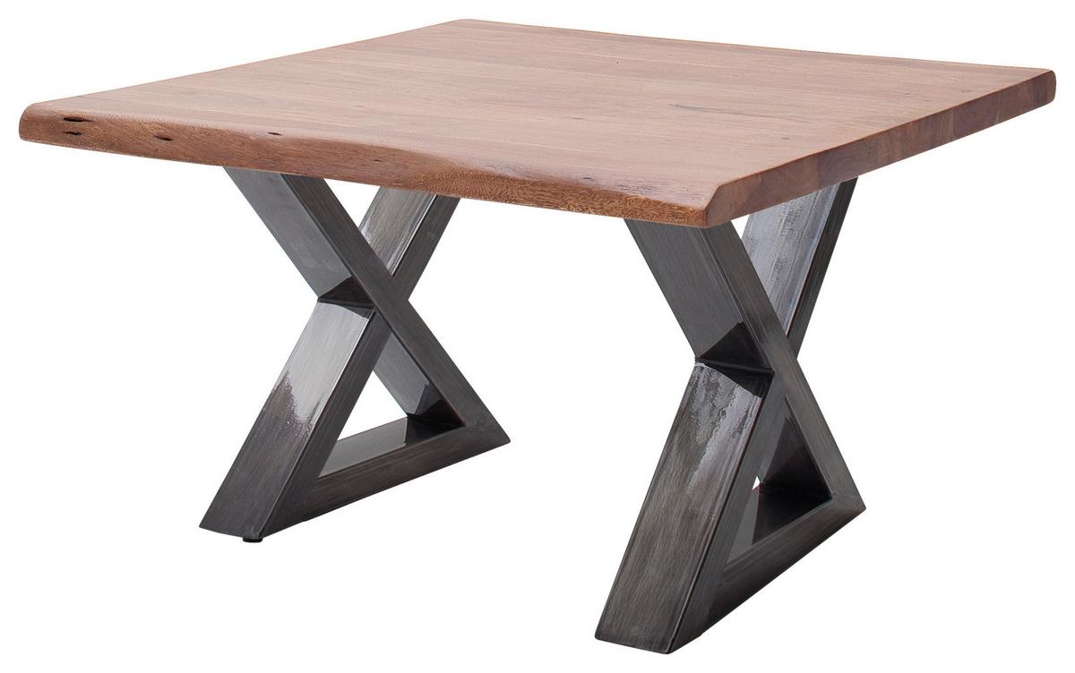 Couchtisch Holz Mit Massiver Tischplatte Cartagena, Akazie - Walnussfarben/Nickelfarben, MODERN, Holz/Metall (75/45/75cm)