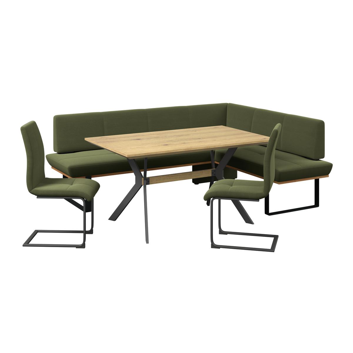 Eckbank Tristan Webstoff grün, S:225x175cm - Schwarz/Grün, MODERN, Holz/Textil (225/175cm) - James Wood