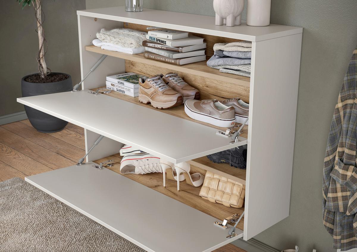 Garderobe Gw-Binetto 2-Teilig Eichefarben/Kaschmir B: 99 cm - Kaschmir/Eichefarben, Design, Glas/Holzwerkstoff (99/200/27cm) - Livetastic
