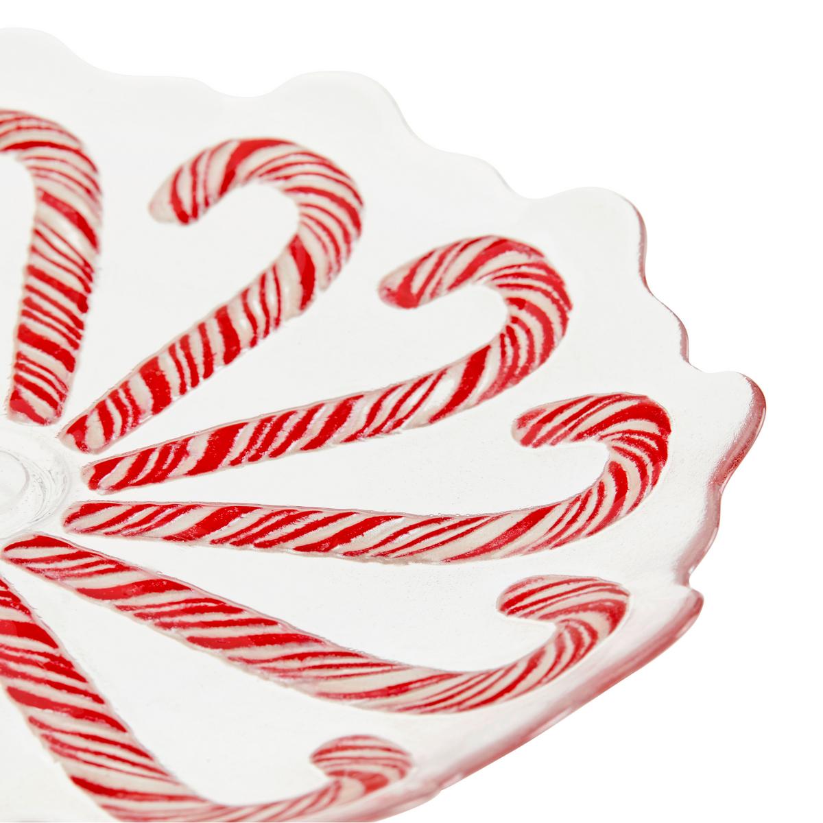 Teller Daniela aus Glas Perlweiß/Rot Metallic, D: 21cm - Klar/Rot, ROMANTIK / LANDHAUS, Glas (21cm) - James Wood