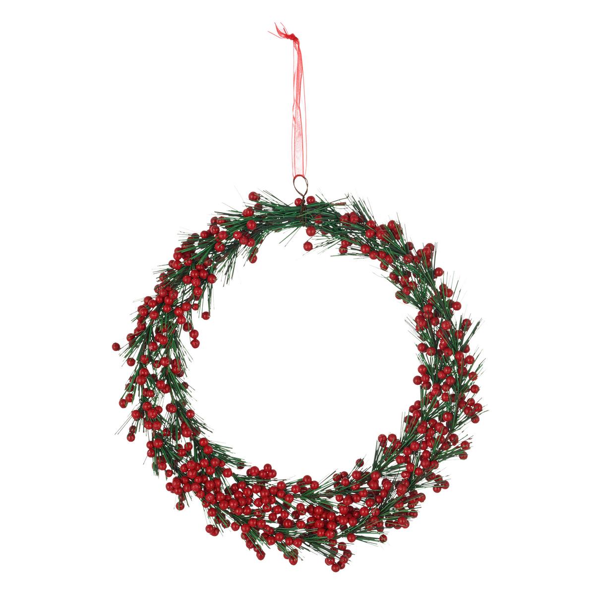 Umělý věnec P: 25 cm - zelená/červená, Basics, plast (25cm) - Mömax