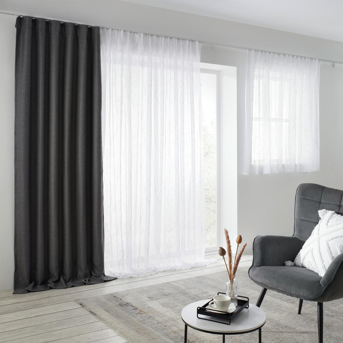 Termoizolační závěs Alfi, 135/255cm, antracitová - antracitová, Konvenční, textil (135/255cm) - Modern Living