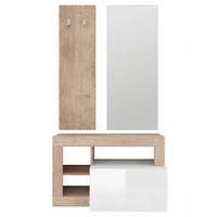 Garderobe Hamburg Eichefarben/Weiß B: 91 cm - Eichefarben/Weiß Hochglanz, Basics, Holzwerkstoff (91/178/35cm)
