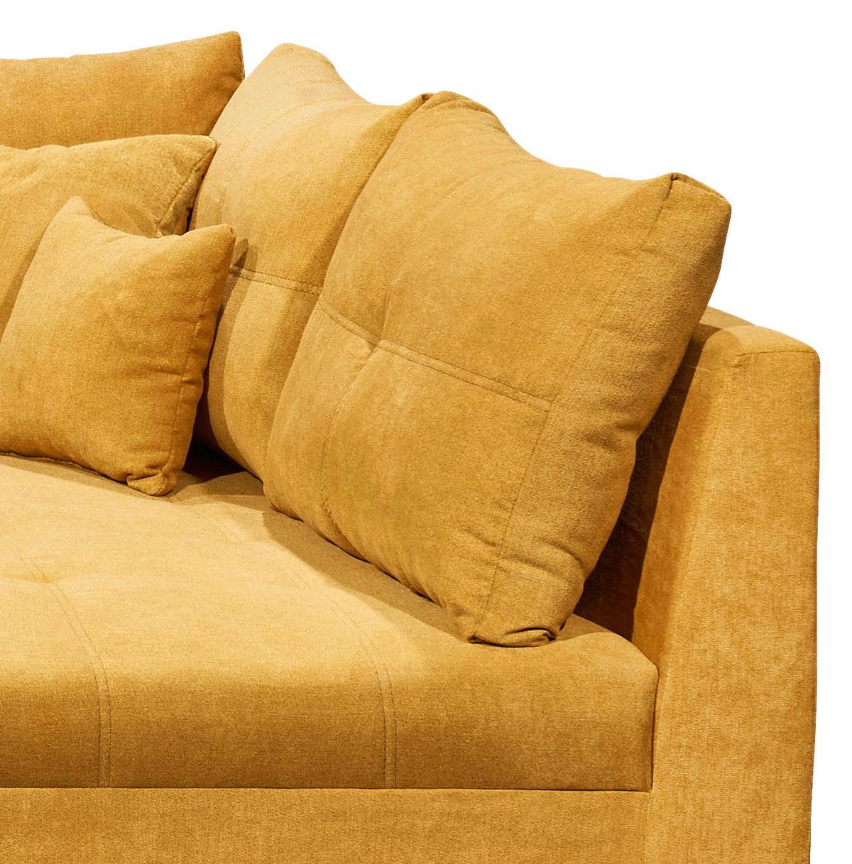Ecksofa Mit Schlaffunktion + Kissen Lea, Polyester-Nylon - Gelb/Schwarz, Basics, Holzwerkstoff/Textil (248/176cm) - MID.YOU
