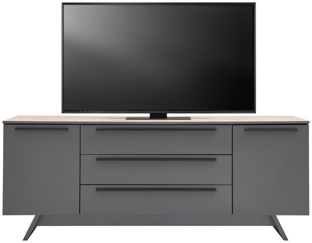 TV-Element Atlanta B: 200,1 cm Grau/Eiche Dekor - Eichefarben/Grau, MODERN, Holzwerkstoff (200,1/80,2/46,2cm)