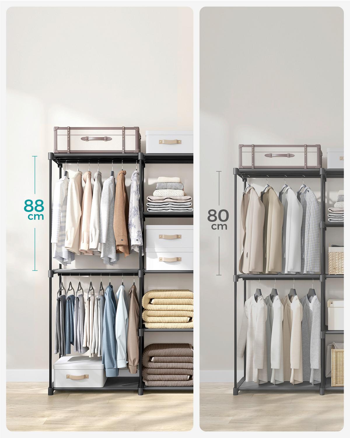 Garderobenständer Schwarz B: 182cm - Schwarz, Basics, Kunststoff/Textil (182/182/43cm)