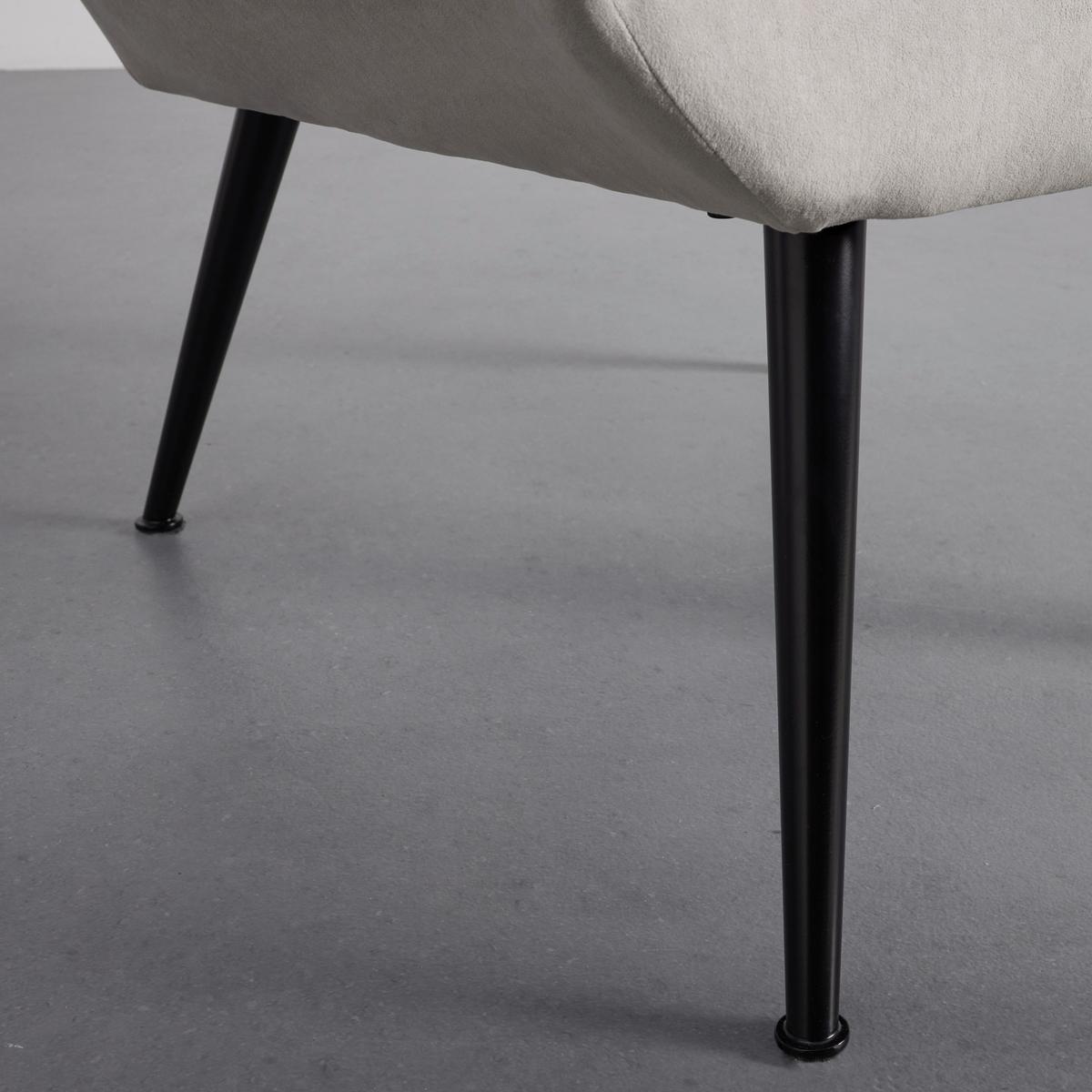 Čalúnené kreslo s podnožkou TOMA, svetlosivé - čierna/svetlosivá, Modern, kov/drevo (68/95/66cm) - Bessagi Home