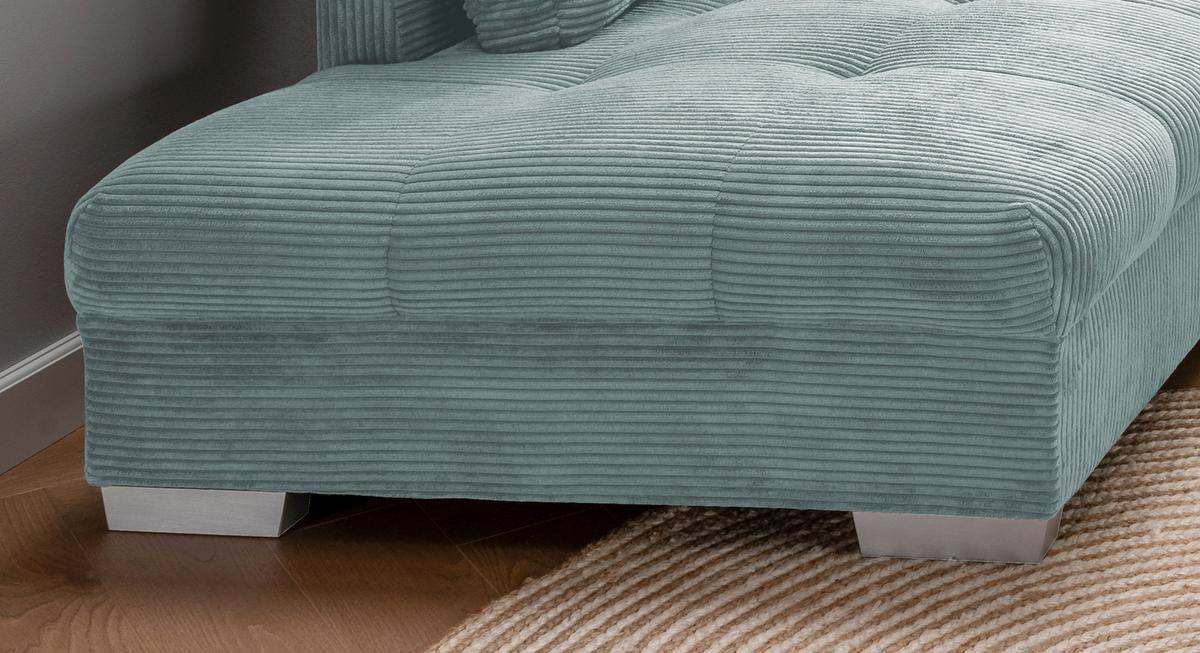 Rohová sedačka ALVITO, levá, světle modrý manšestr - petrolej/barvy stříbra, Design, dřevo/textil (202/298cm) - MID.YOU