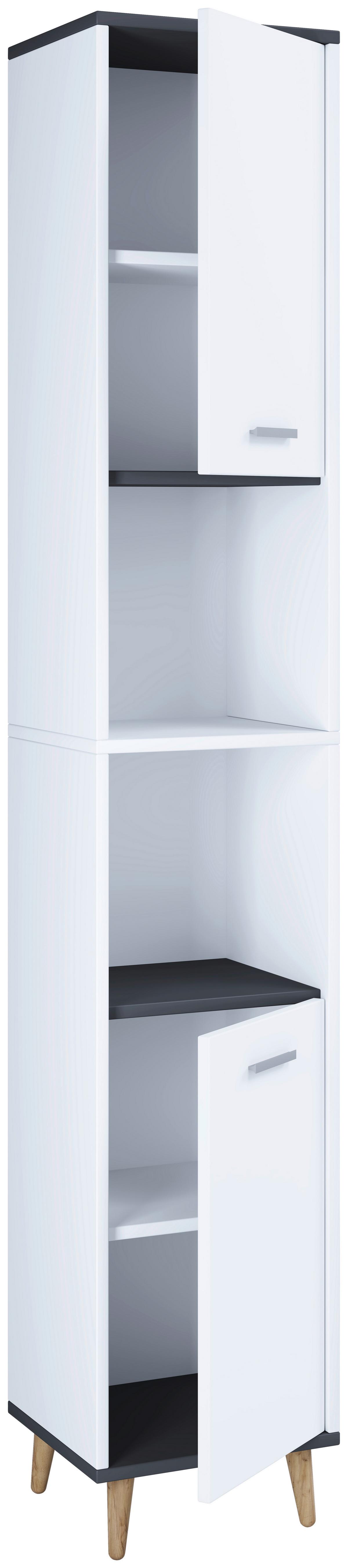 Badmöbel-Set 4-Tlg. Landos B: 124 cm Anthrazit/Weiß - Anthrazit/Weiß, MODERN, Holzwerkstoff (124cm) - MID.YOU