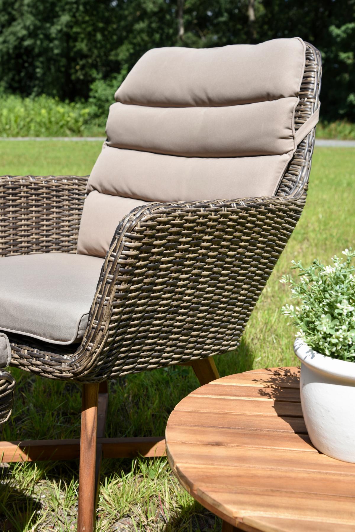 Loungesessel 3-Tlg. Calvia mit Kissen - Beige/Braun, Basics, Holz/Kunststoff (65/95/85cm) - Gardenson