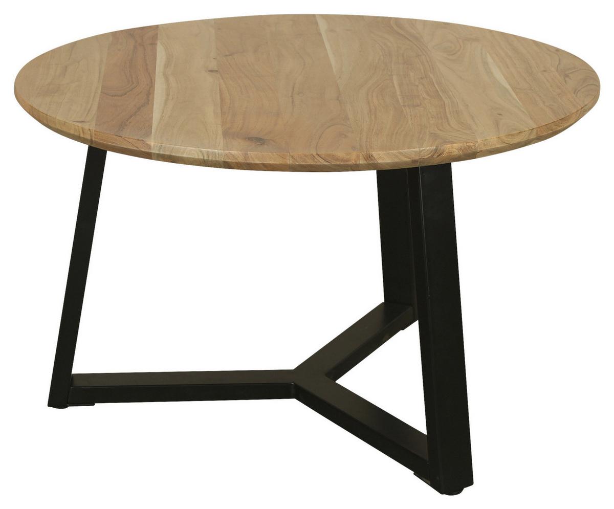 Couchtisch Cross Akaziefarben/schwarz D: 75 Cm - Schwarz/Akaziefarben, Design, Holz/Metall (75/46/75cm) - MID.YOU